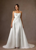 Strapless Mermaid Strapless Matte Wedding Dress Fabric 3D Floral Appliqués Detachable Train Mermaid Silhouette Perfect for Timeless Bridal Looks