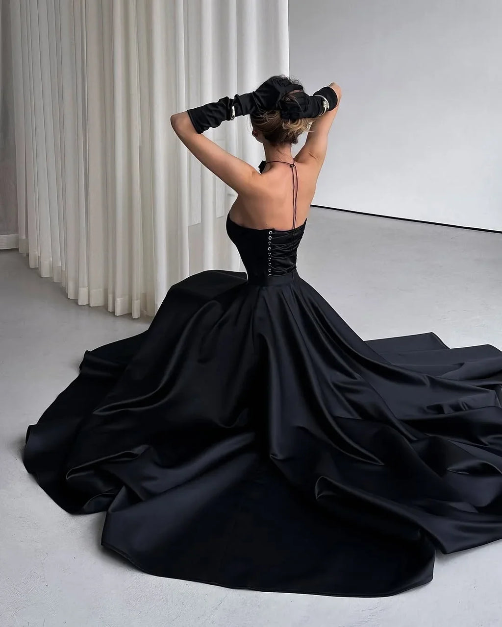 Black Strapless Sleeveless High Slit Maxi Party Dress