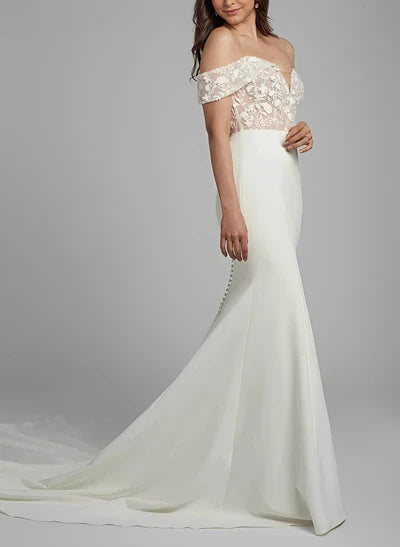 Sweetheart Elastic Wedding Dresses Appliques