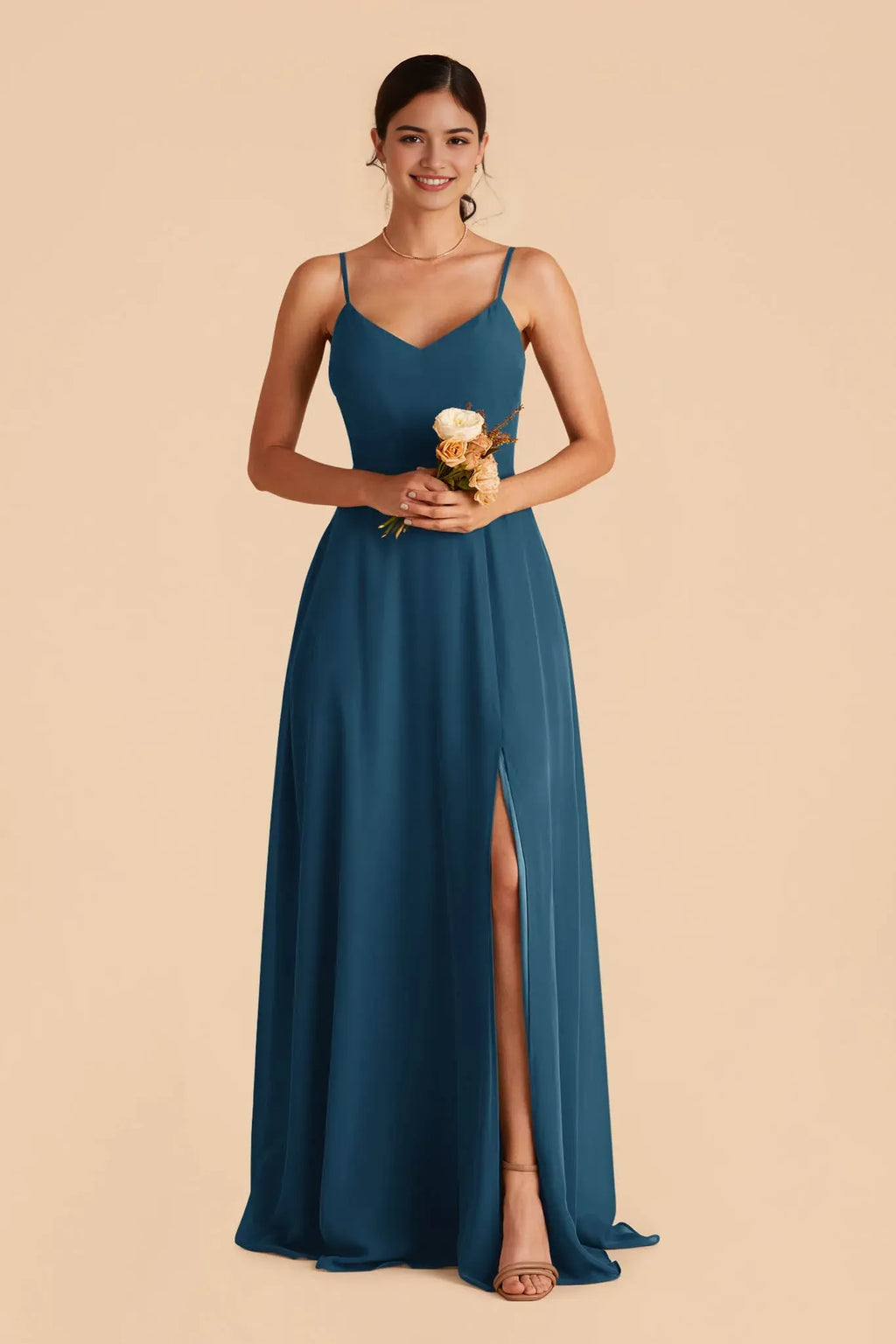 Teal Ball Gown with Cold Shoulder Sleeves and Side Slit Perfect for Formal Galas and Prom Dresses