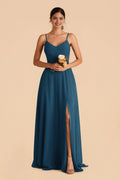 Teal Ball Gown with Cold Shoulder Sleeves and Side Slit Perfect for Formal Galas and Prom Dresses