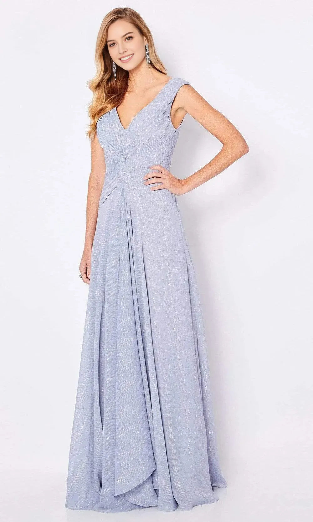 Teal Shimmering Evening Gown with Deep V - Neckline Pleated Bodice and Flowing A Line Skirt for Formal Galas and Special Occasions