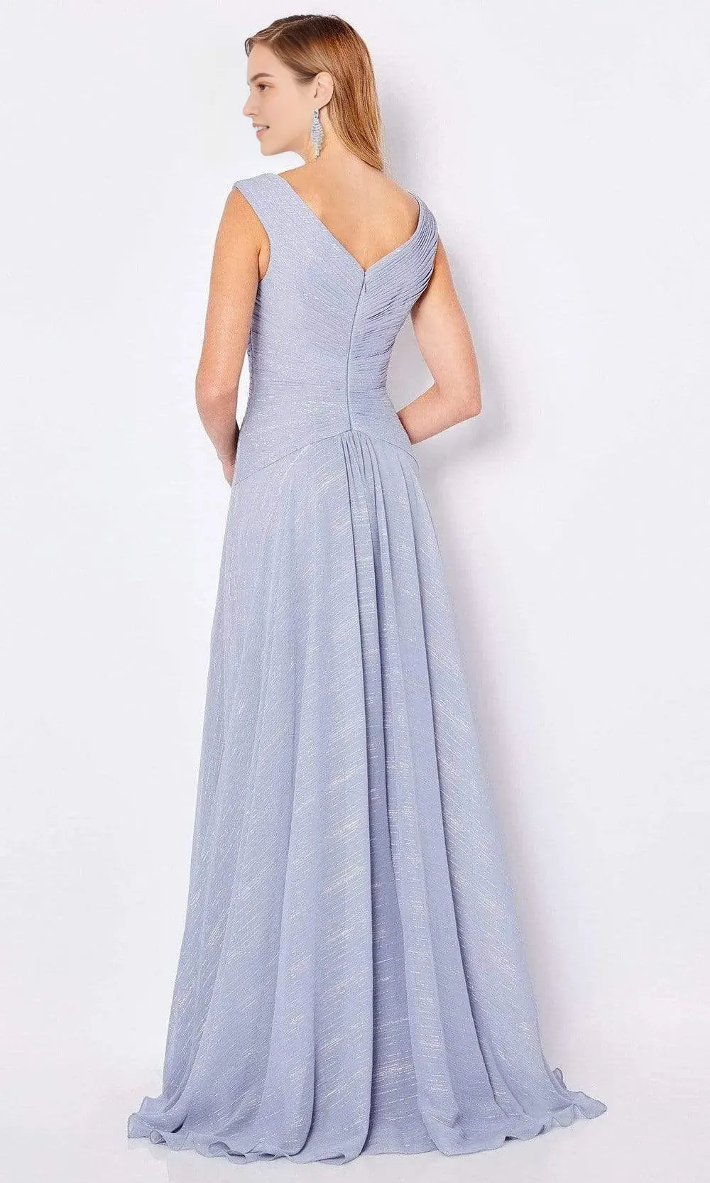 Teal Shimmering Evening Gown with Deep V - Neckline Pleated Bodice and Flowing A Line Skirt for Formal Galas and Special Occasions
