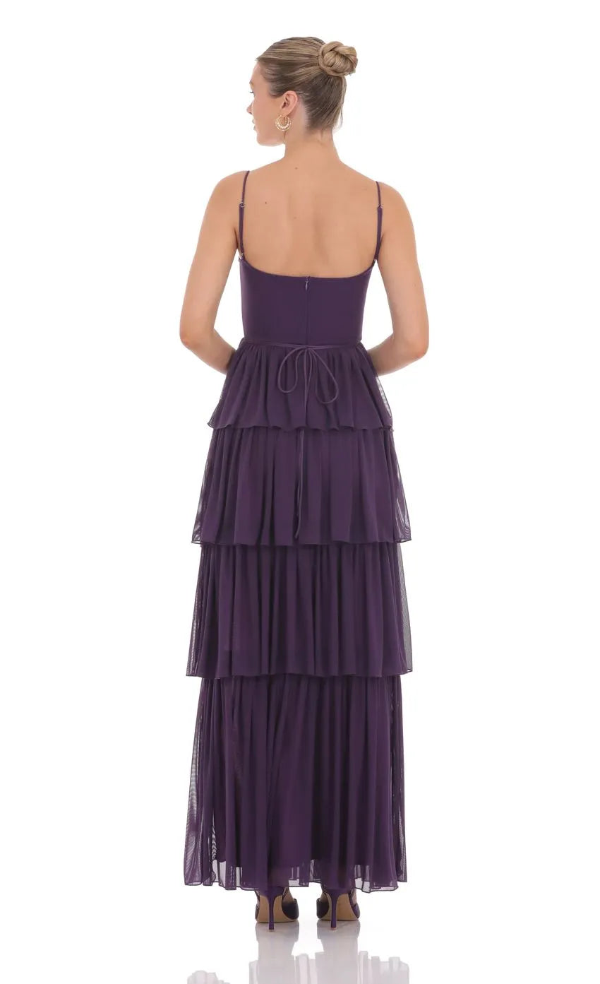 Purple Tie Purple Prom Dress with Spaghetti Straps Sweetheart Neckline High Side Slit Formal Evening Gown for Special Occasions