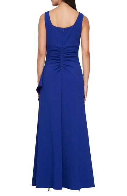Graceful Elegant Royal Blue Short Sleeve Floor-Length Mother of the Bride Dress