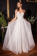 White Glitter Prom Dress with Sweetheart Neckline Corset Bodice and Voluminous Skirt for Formal Galas