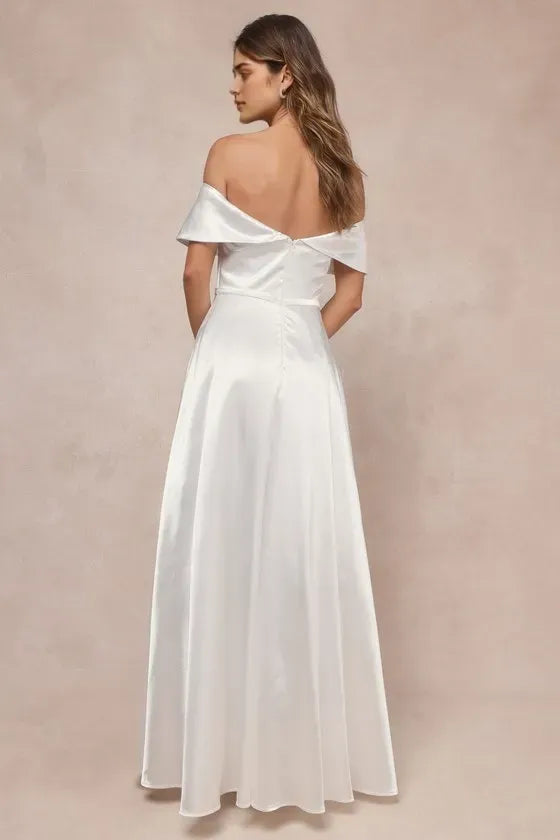 Black White Off - Shoulder Evening Dresses with High Side Slit Perfect for Sophisticated - Tie Galas
