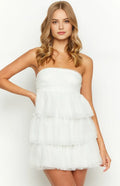 White Strapless Tiered Homecoming Dress for Romantic and Flirty Style