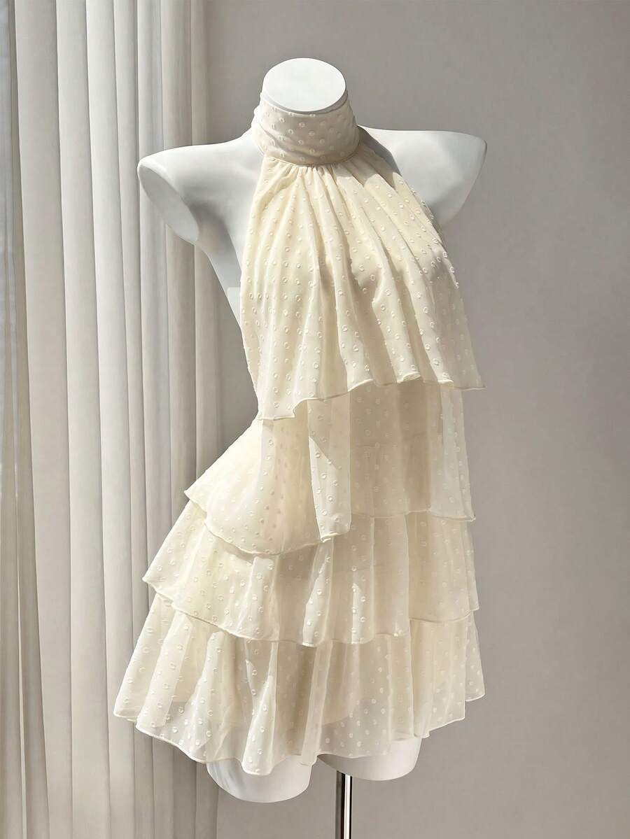 Refined Beautiful Timeless Elegant Red Chiffon A-Line Halter Ruffle Short Homecoming Dress