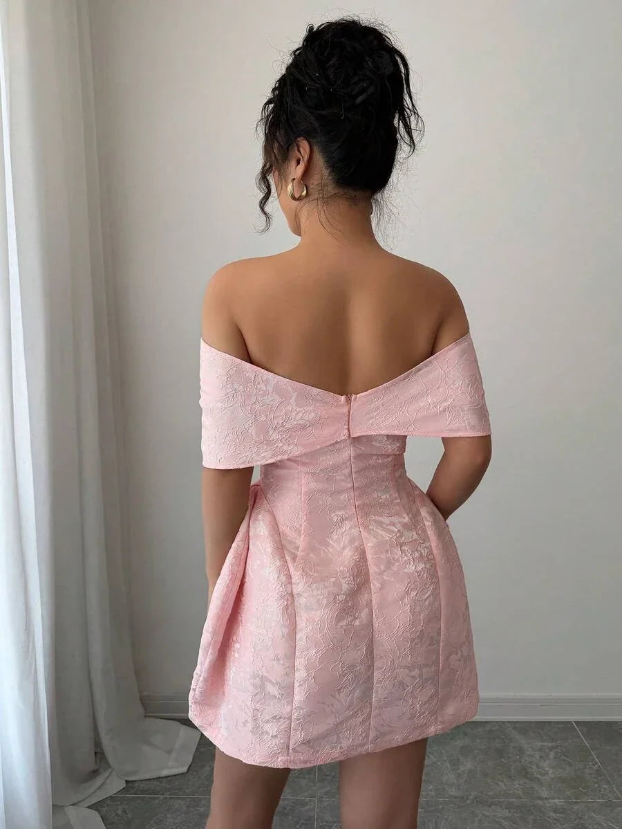 Special Occasion Sophisticated Graceful Stylish Elegant Pink A-Line Short Sleeve Mini Homecoming Dress