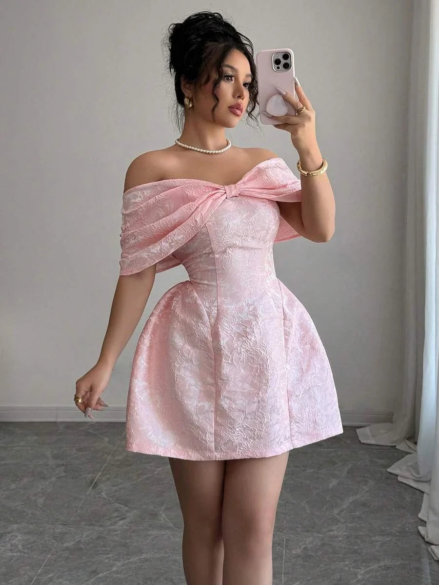 Special Occasion Sophisticated Graceful Stylish Elegant Pink A-Line Short Sleeve Mini Homecoming Dress