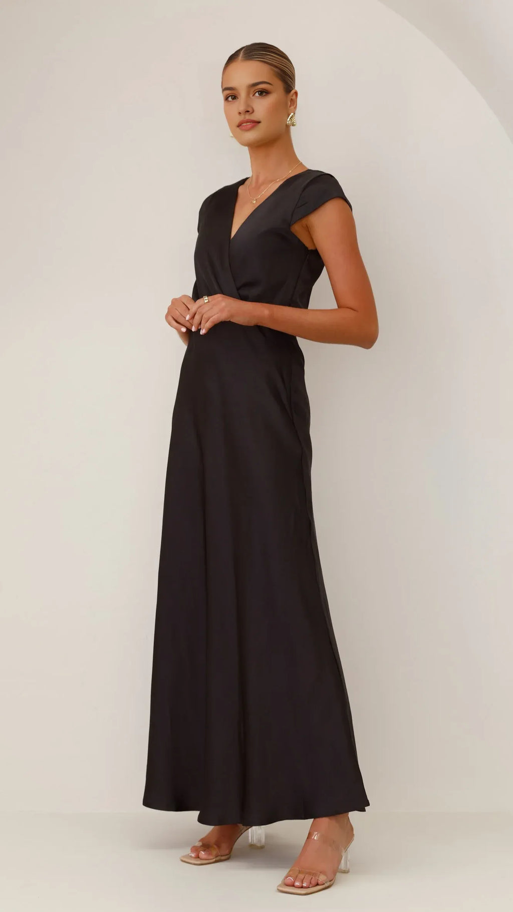black v neck short sleeve for sale Prom Dresses for Women's Special Occasions