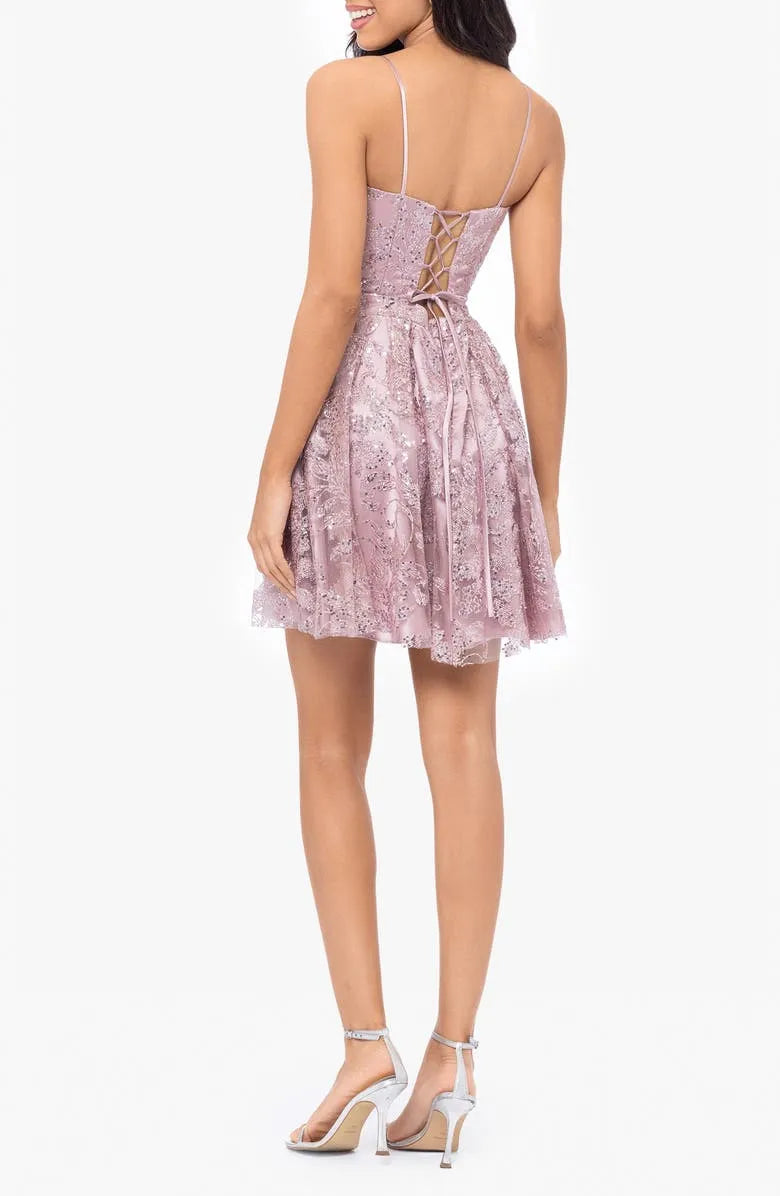 Lilac Homecoming Dress Spaghetti Straps Fit and Flare Silhouette for School Celebrations
