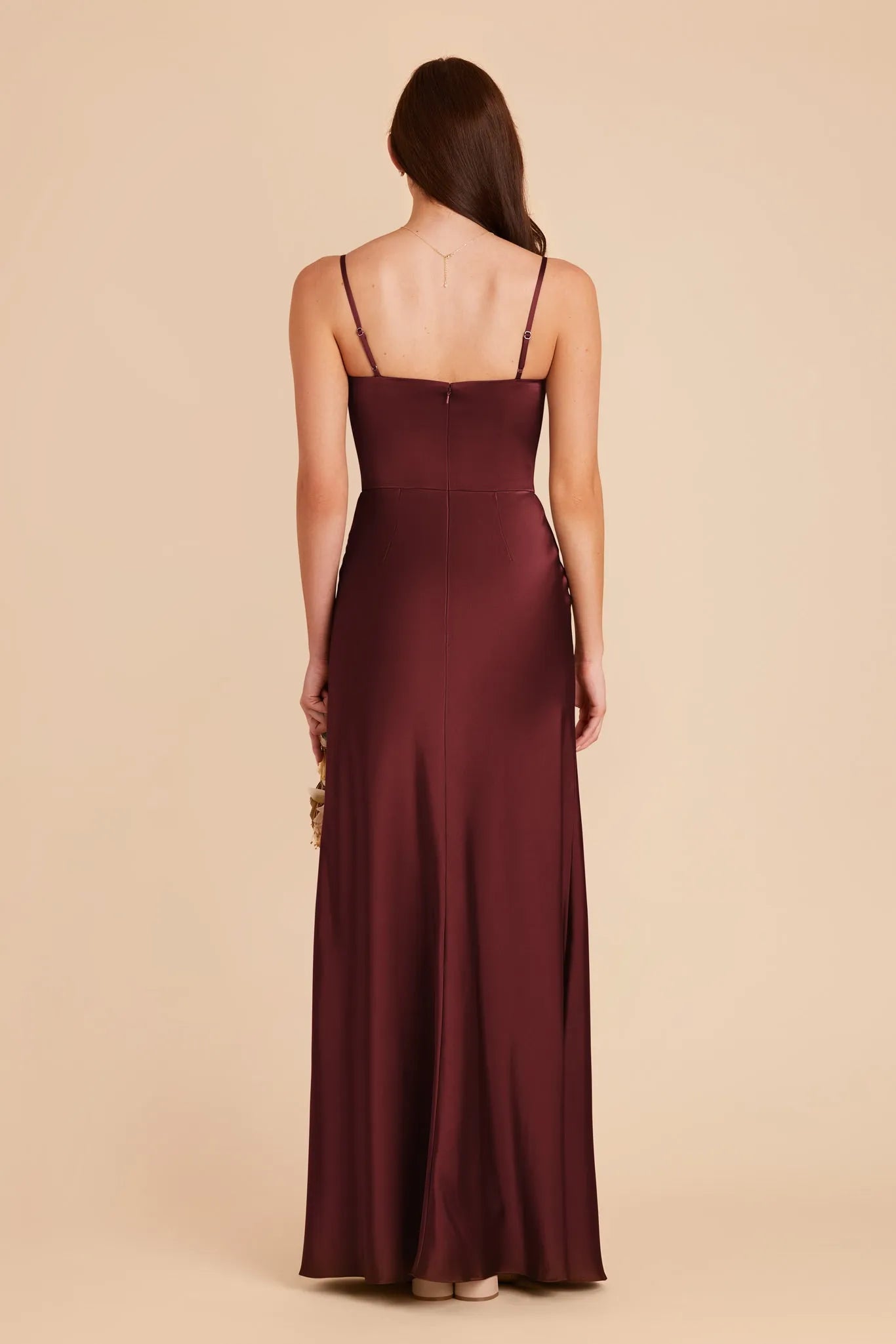 Burgundy Square Neck Prom Dress - Spaghetti Strap Gown with Side Slit for Timeless Grace