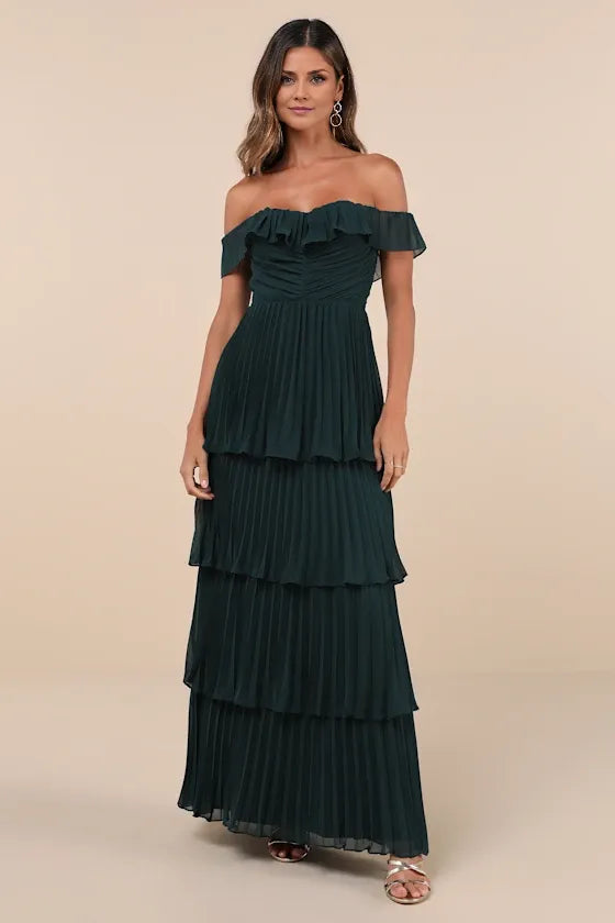 Graceful Stylish Refined Beautiful Timeless Chic Elegant A-Line Off-The-Shoulder Sleeveless Prom Dress