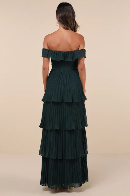 Graceful Stylish Refined Beautiful Timeless Chic Elegant A-Line Off-The-Shoulder Sleeveless Prom Dress