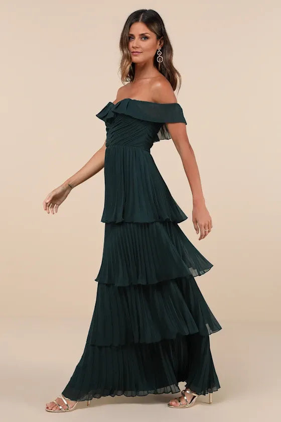 Graceful Stylish Refined Beautiful Timeless Chic Elegant A-Line Off-The-Shoulder Sleeveless Prom Dress