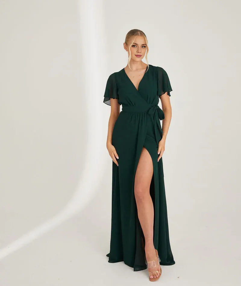 Stylish Refined Beautiful Timeless Special Occasion Elegant Blue Chiffon A-Line Bridesmaid Dress