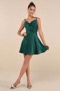 Green Emerald Mini Dress Backless Tie Strap Flowy Fit Create Enchanting Moments at Your School Dance