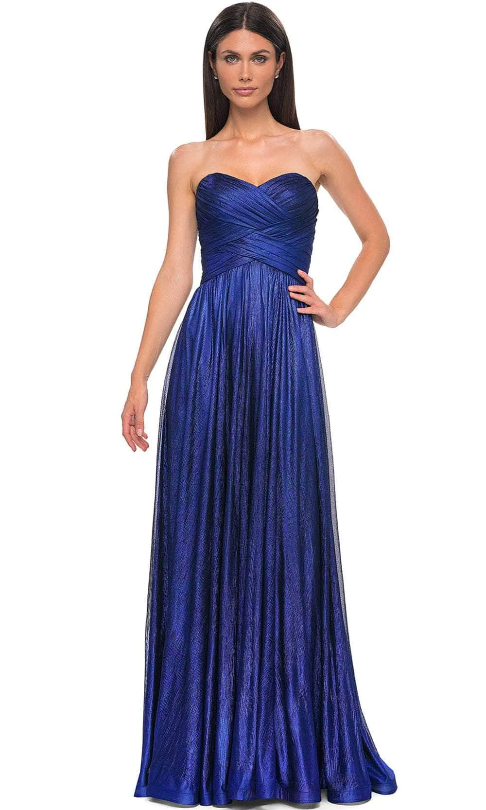 Green Emerald Strapless Evening Dresses with Draped Bodice Flowy Skirt and Train for Formal Occasions