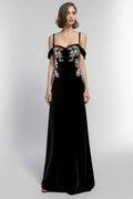 Timeless Special Occasion Sophisticated Graceful Elegant Black Velvet Sleeveless Floor-Length Prom Dress