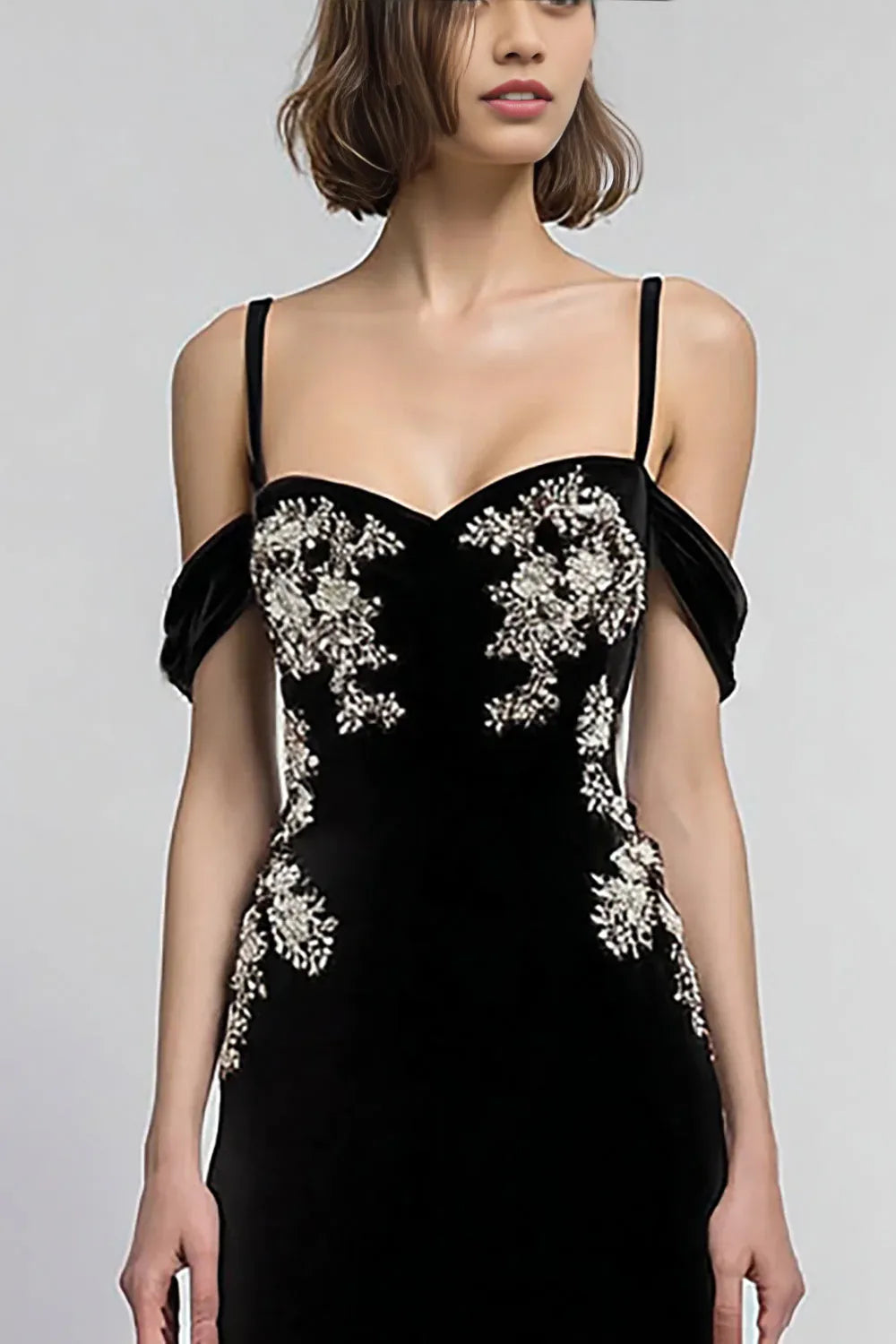 Timeless Special Occasion Sophisticated Graceful Elegant Black Velvet Sleeveless Floor-Length Prom Dress