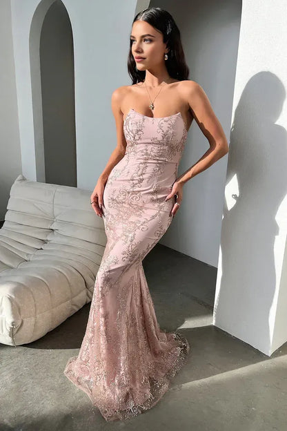 Sophisticated Graceful Elegant Blush Pink Tulle Mermaid Sweetheart Sleeveless Floor-Length Prom Dress