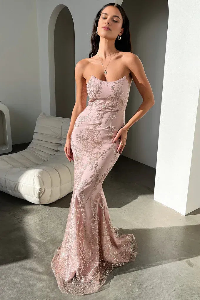 Sophisticated Graceful Elegant Blush Pink Tulle Mermaid Sweetheart Sleeveless Floor-Length Prom Dress