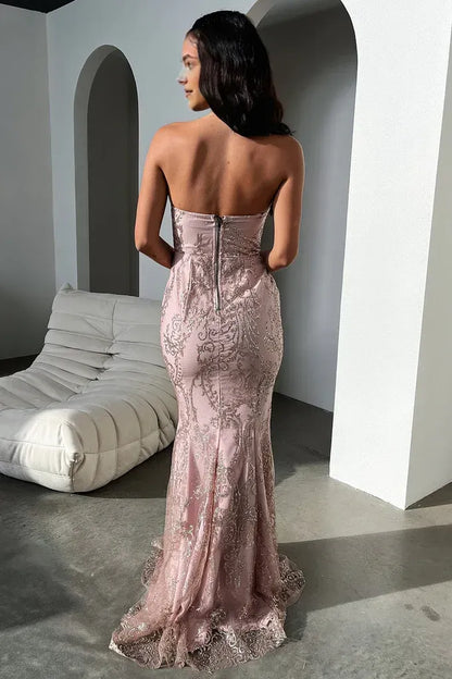 Sophisticated Graceful Elegant Blush Pink Tulle Mermaid Sweetheart Sleeveless Floor-Length Prom Dress
