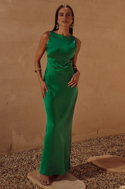 Refined Beautiful Timeless Special Occasion Sophisticated Elegant Satin Sheath Sleeveless Prom Dress