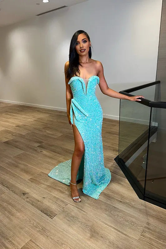 Special Occasion Sophisticated Graceful Stylish Elegant Sequins Mermaid Sweetheart Sleeveless Floor-Length Prom Dress