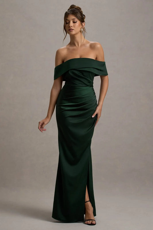 Luxurious Green A-Line Classic-Neck Classic-Sleeve Classic-Back Floor-Length Prom Dress