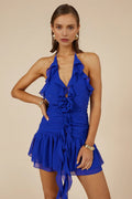Beautiful Timeless Chic Elegant Royal Blue Chiffon A-Line Sleeveless Mini Homecoming Dress