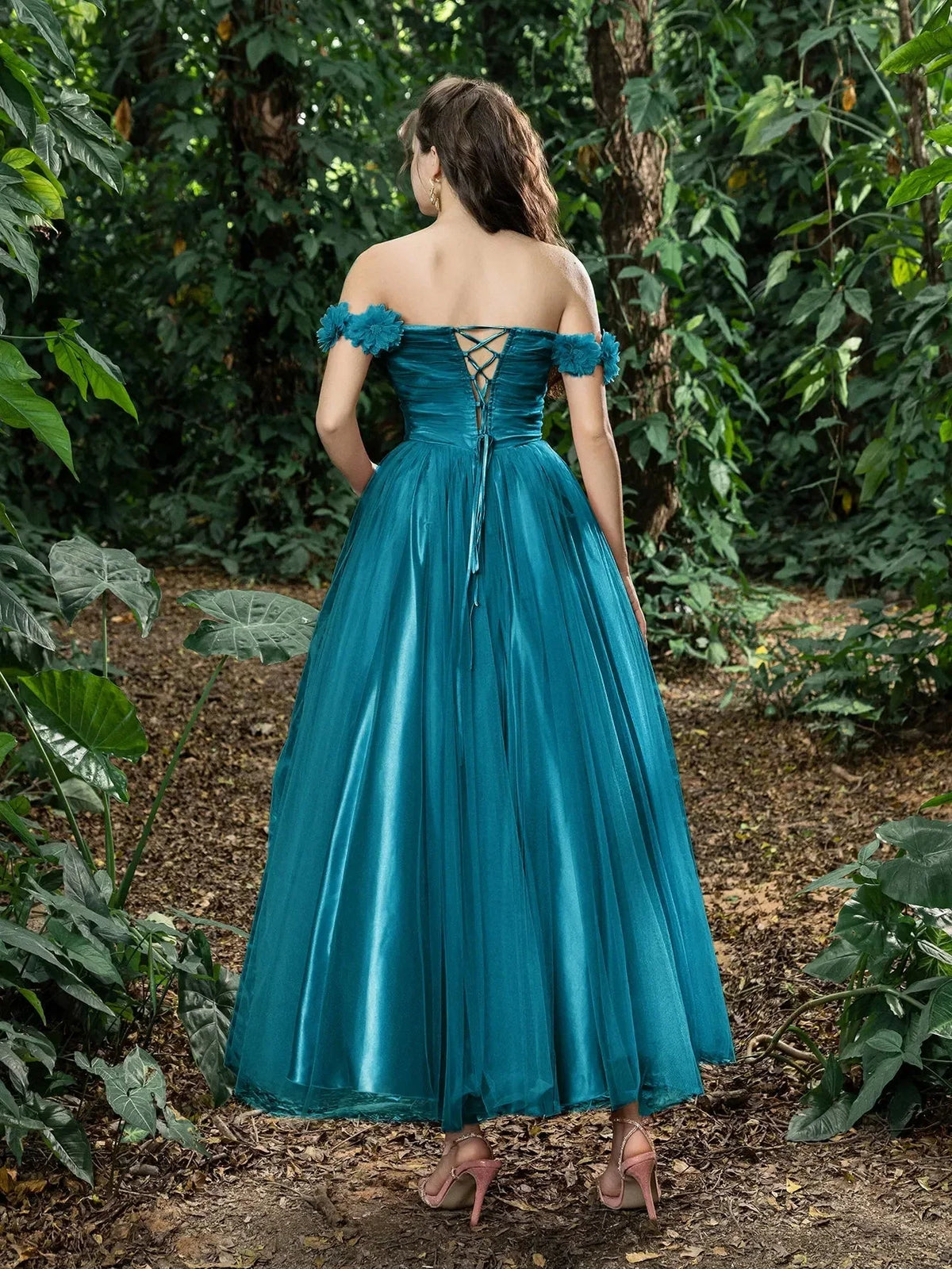 Sophisticated Graceful Stylish Refined Beautiful Elegant Teal Lace A-Line Sleeveless Prom Dress