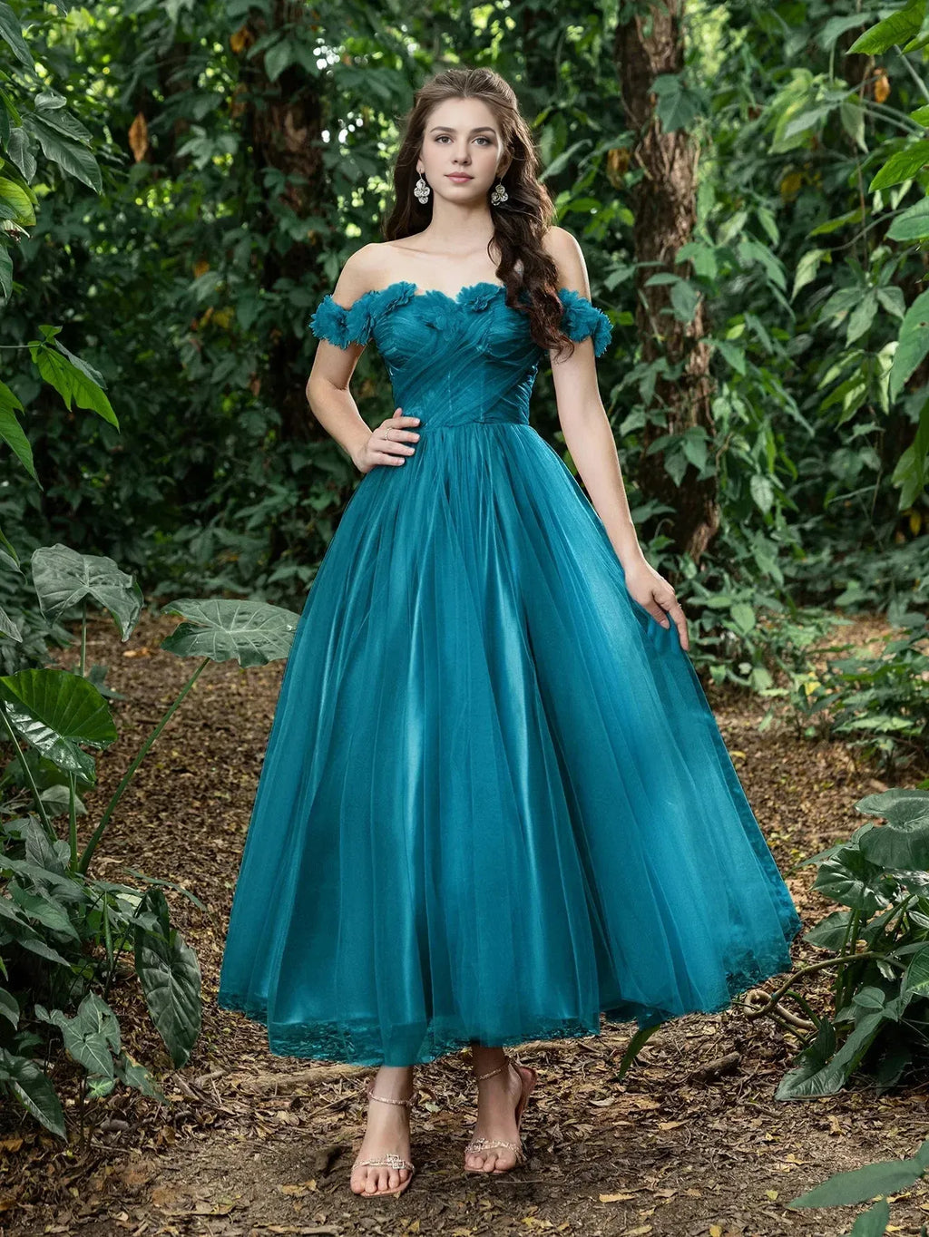 Sophisticated Graceful Stylish Refined Beautiful Elegant Teal Lace A-Line Sleeveless Prom Dress