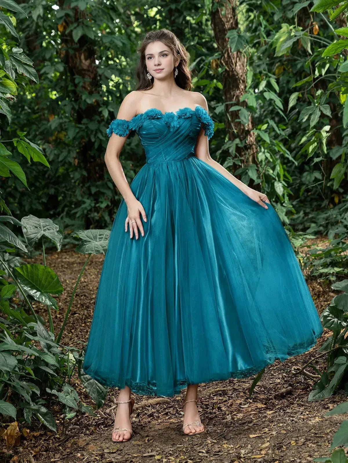 Sophisticated Graceful Stylish Refined Beautiful Elegant Teal Lace A-Line Sleeveless Prom Dress