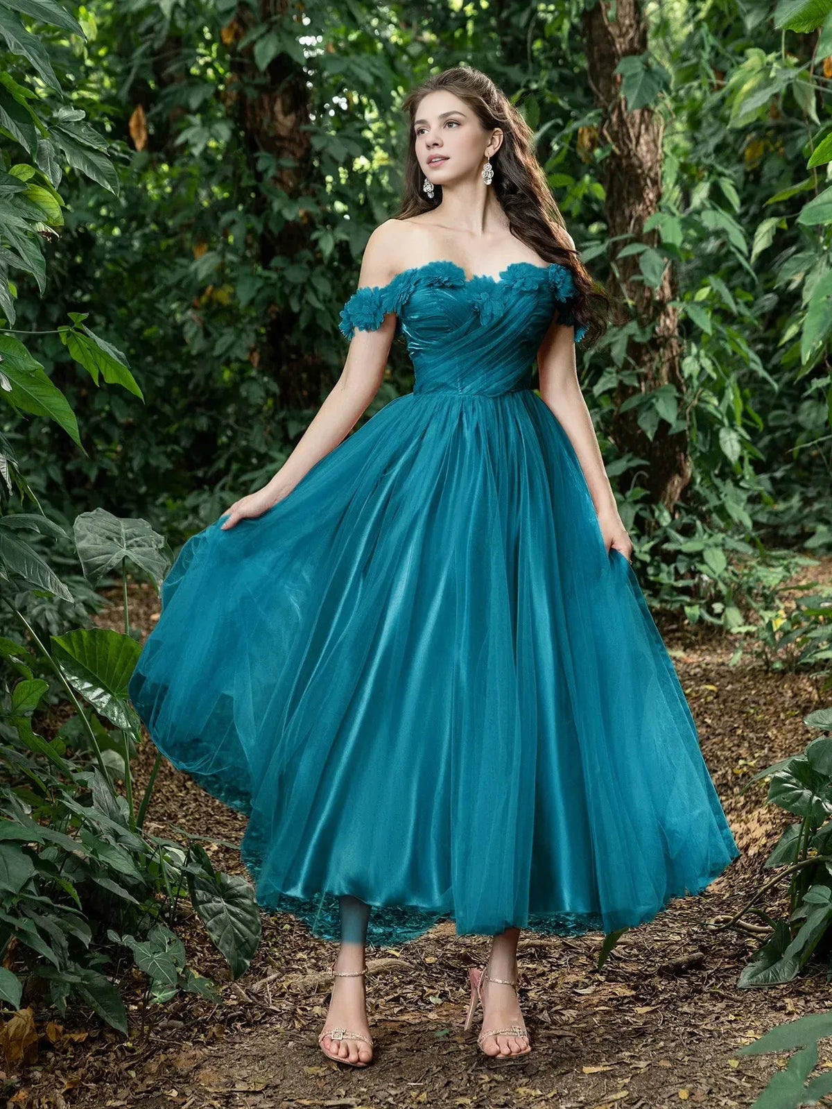 Sophisticated Graceful Stylish Refined Beautiful Elegant Teal Lace A-Line Sleeveless Prom Dress