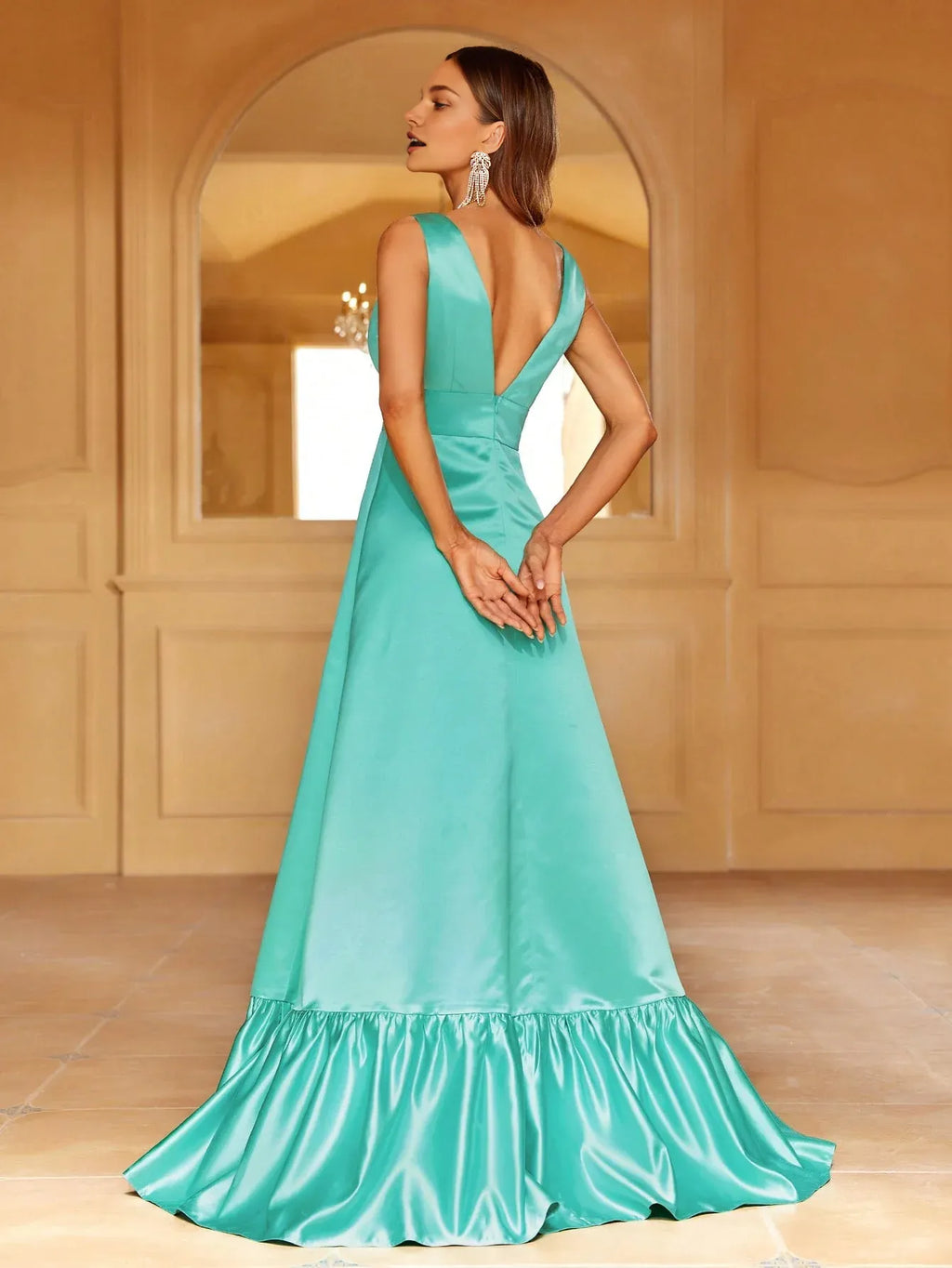 Sophisticated Graceful Stylish Refined Beautiful Elegant Red Satin A-Line Sleeveless Prom Dress