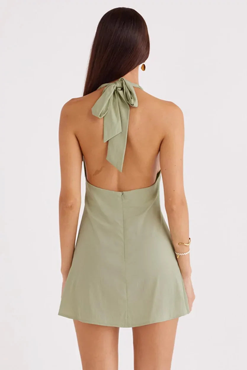 Timeless Special Occasion Sophisticated Graceful Elegant A-Line Halter Sleeveless Mini Homecoming Dress