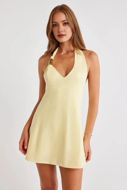 Timeless Special Occasion Sophisticated Graceful Elegant A-Line Halter Sleeveless Mini Homecoming Dress