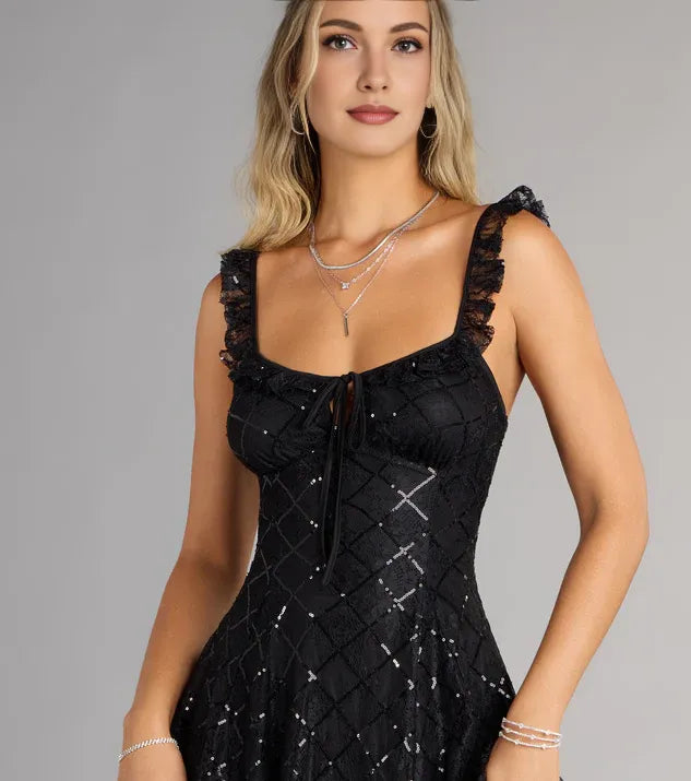 Special Occasion Sophisticated Graceful Stylish Elegant Sequin A-Line Sleeveless Mini Homecoming Dress