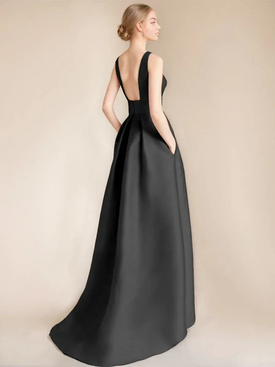 Stylish Elegant Satin A-Line Scoop Neck Sleeveless Mother of the Bride Dress