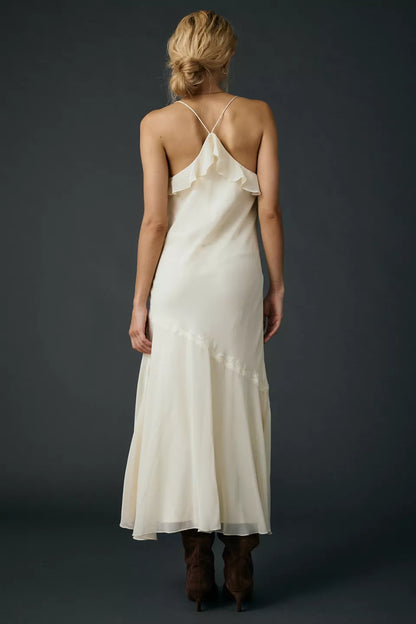 Refined Beautiful Timeless Special Occasion Elegant Ivory Chiffon A-Line Sleeveless Prom Dress