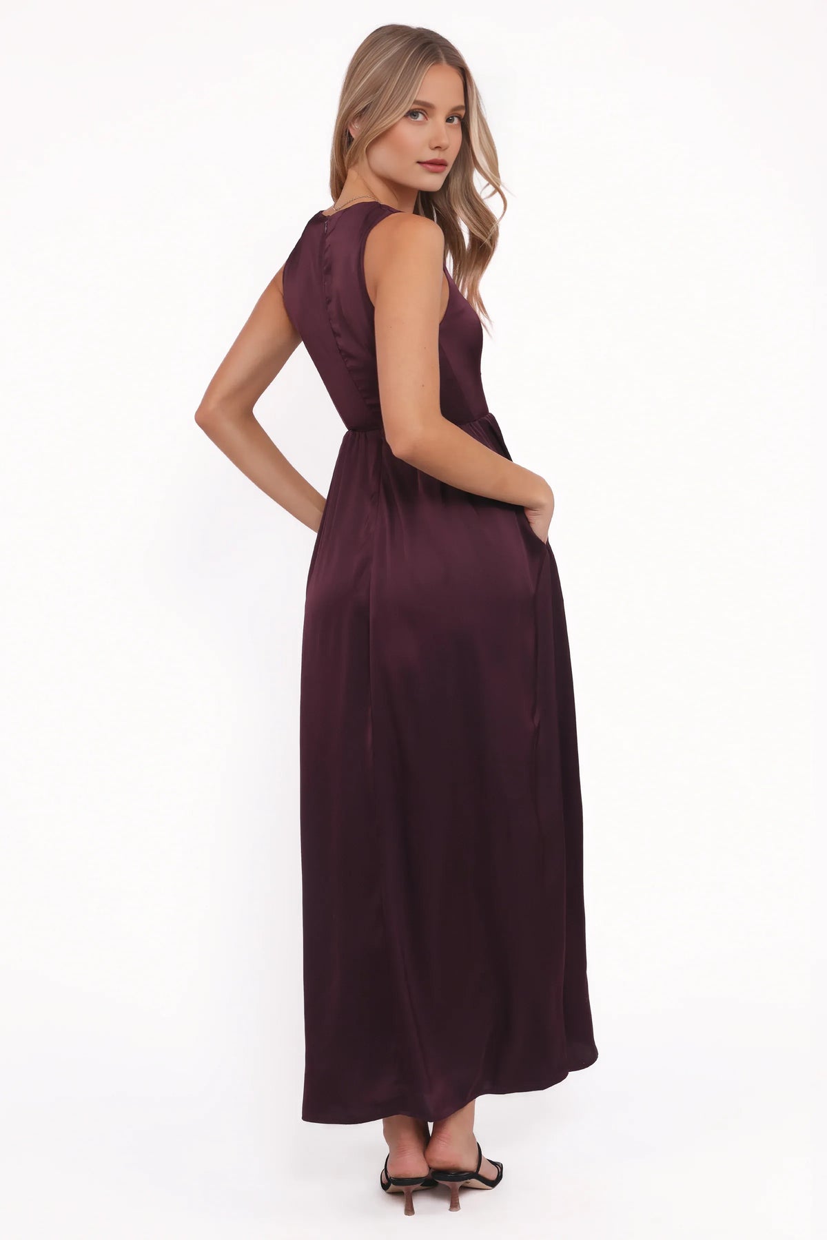 Stylish Refined Beautiful Elegant Satin A-Line Square Neck Sleeveless Floor-Length Prom Dress