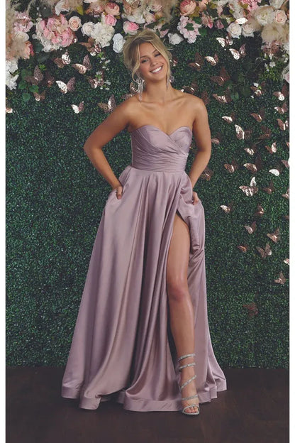 Stylish Refined Beautiful Timeless Elegant Lavender Satin A-Line Sleeveless Floor-Length Prom Dress