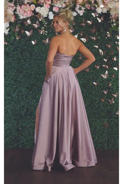 Stylish Refined Beautiful Timeless Elegant Lavender Satin A-Line Sleeveless Floor-Length Prom Dress