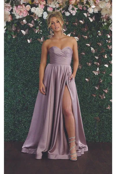 Stylish Refined Beautiful Timeless Elegant Lavender Satin A-Line Sleeveless Floor-Length Prom Dress