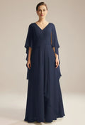 Special Occasion Sophisticated Elegant Red Chiffon A-Line Pleated Mother of the Bride Dress