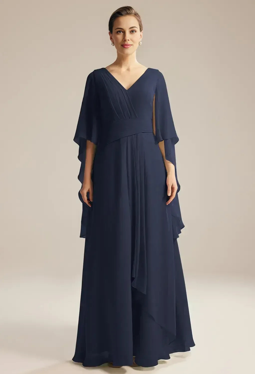 Special Occasion Sophisticated Elegant Red Chiffon A-Line Pleated Mother of the Bride Dress