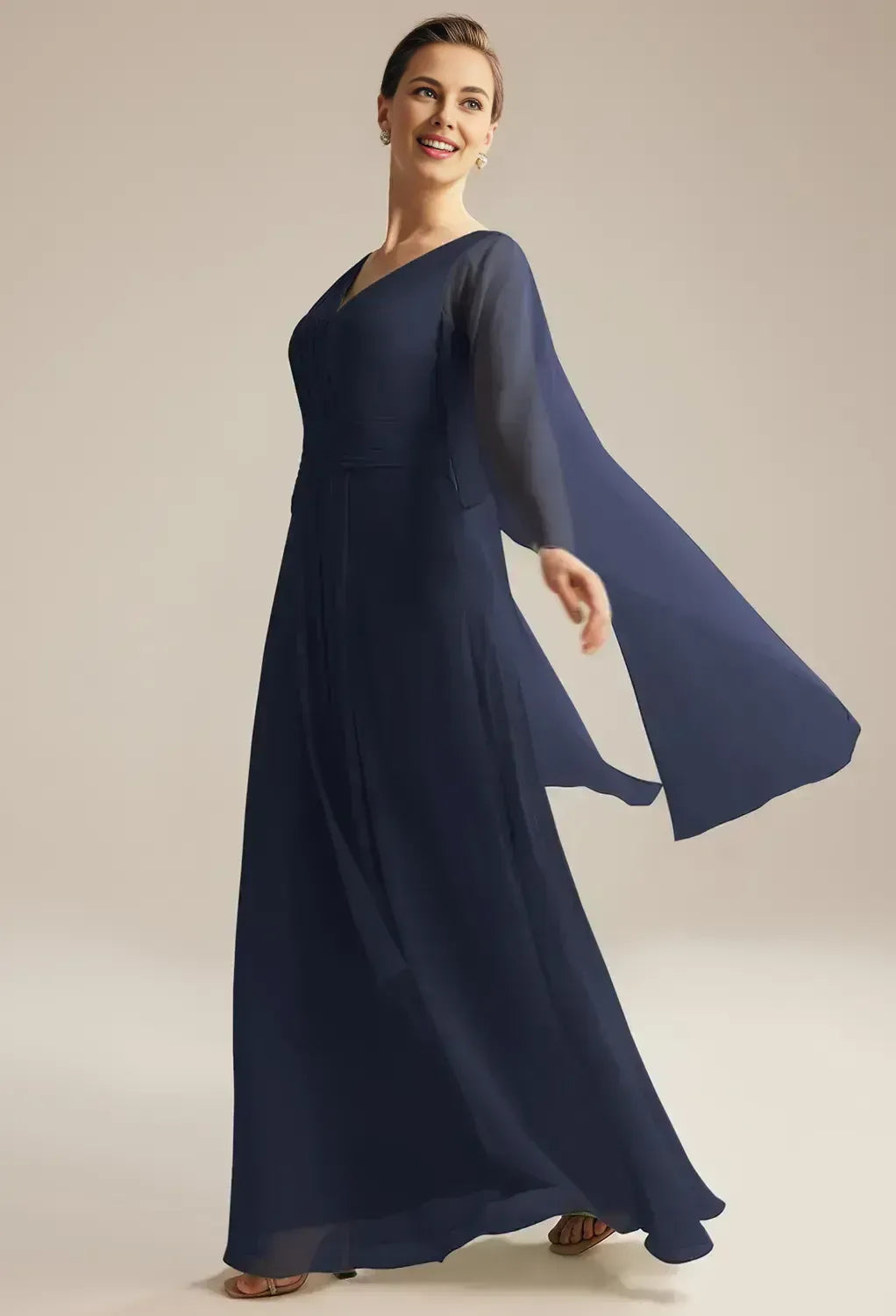 Special Occasion Sophisticated Elegant Red Chiffon A-Line Pleated Mother of the Bride Dress
